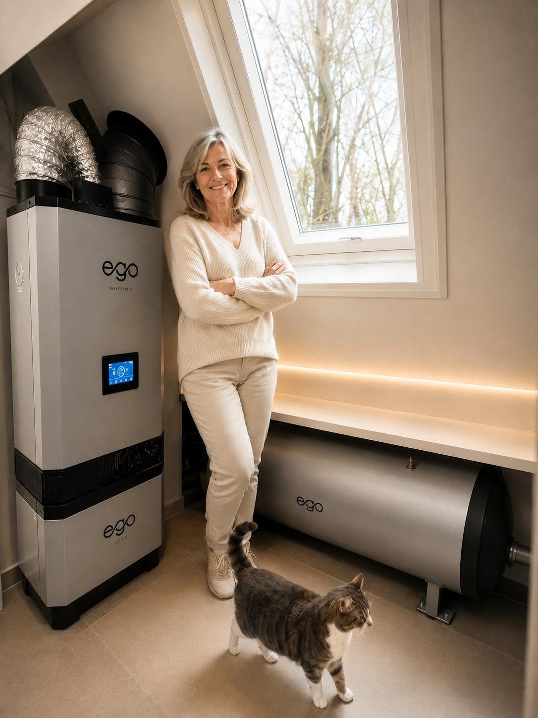 EGO warmtepomp en buffervat bij een klant thuis